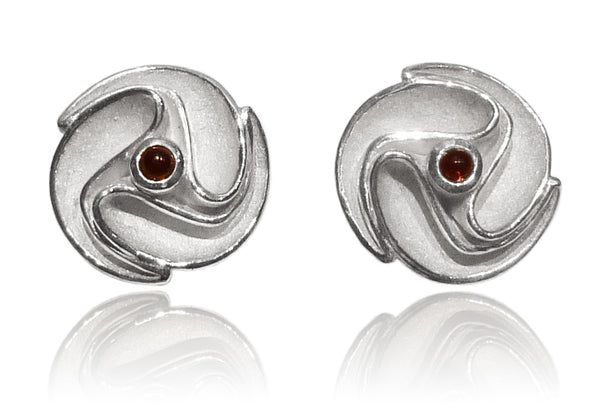 Flowered Sculptured Earring Drops Garnet