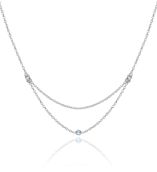 Single Stone Layered Kathak Necklace Blue Topaz