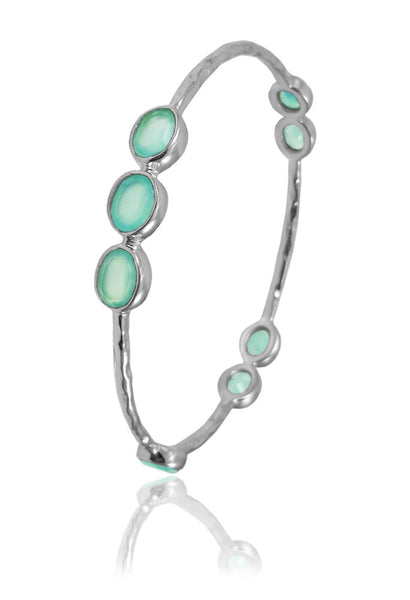 Morse Code Aqua Chalcedony Bangle – German Collection