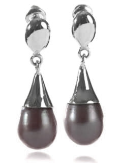 Capri Cone Pearl Earrings Grey Pearl