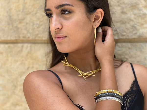 Single Mantra Bangle Ruthenium