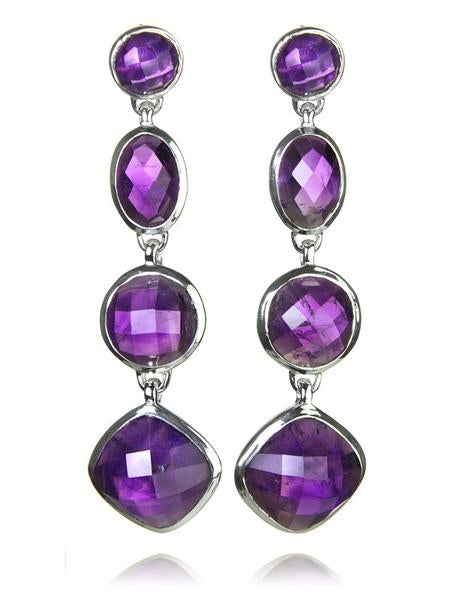 Four Geometric Drop Earring Amethyst
