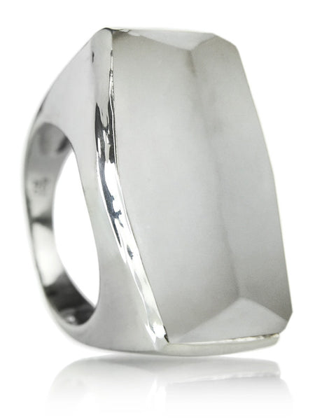 Brazilian Rough Cut Cocktail Ring Clear Quartz