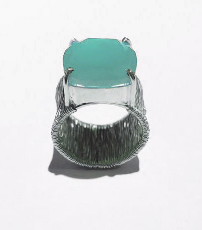 Italian Step Ladder with Stone Ring Aqua Chalcedony