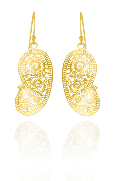 18K Gold Plated Small Matte Paisley Earrings