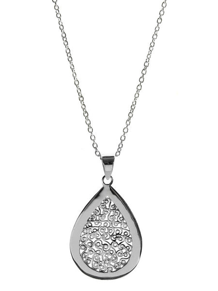 Egyptian Teardrop Filigree Pendant with Linked Chain