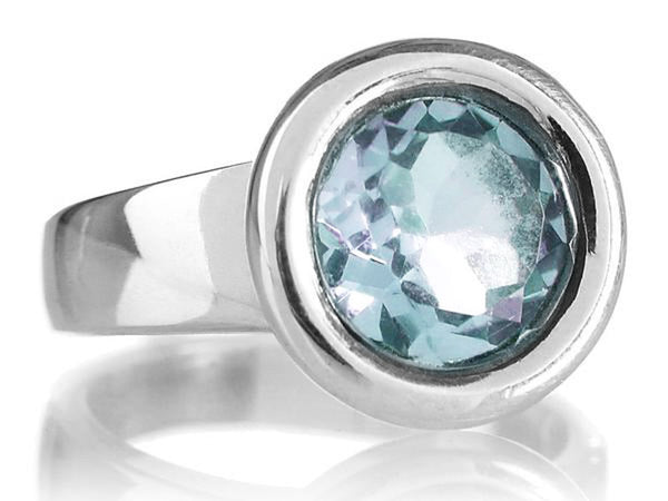 Barcelona Gaudi Circle Classic Stone Ring Blue Topaz