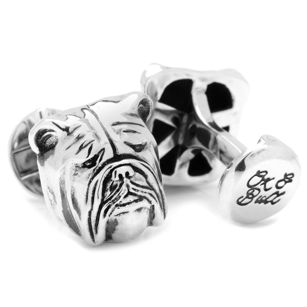 Sterling Silver 3D Bulldog Cufflinks