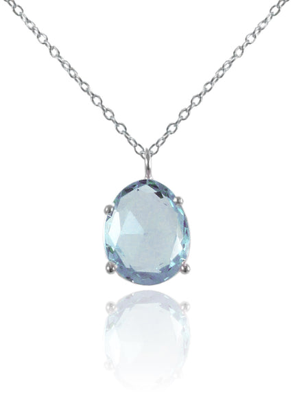 Jaipuri Stone Drop Necklace Blue Topaz