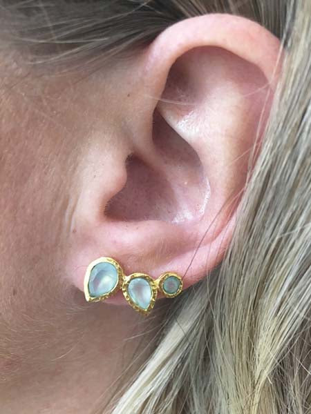 Peacock Climbing Earrings Aqua Chalcedony