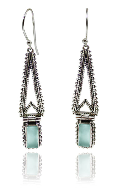 Hinged Temple Drops Aqua Chalcedony