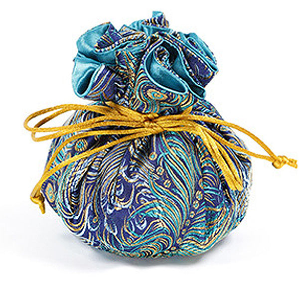 Jewelry Pouch Navy and Gold Peacock