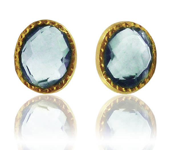 Fancy Single Cobblestone Earrings Blue Topaz