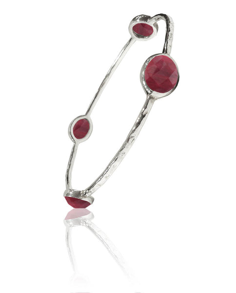 Four Oval Jaipuri Stone Bangle Rough Cut Ruby