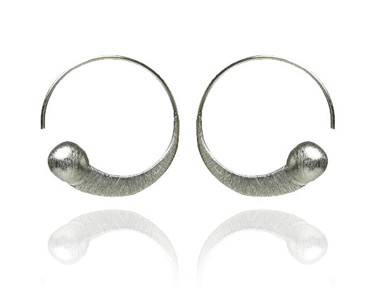 Brushed Mini Swirly with Ball Earrings
