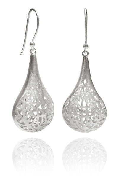 Filigree Tear Drop Dimensional Earrings