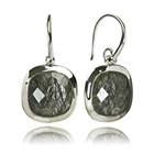 Framed Rounded Square Classic Earrings Black Rutile Quartz