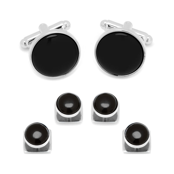 Silver and Onyx Stud Set