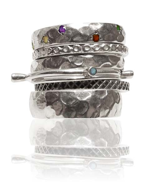 Lucky 7 Israeli Stacked Bands Mixed Stones
