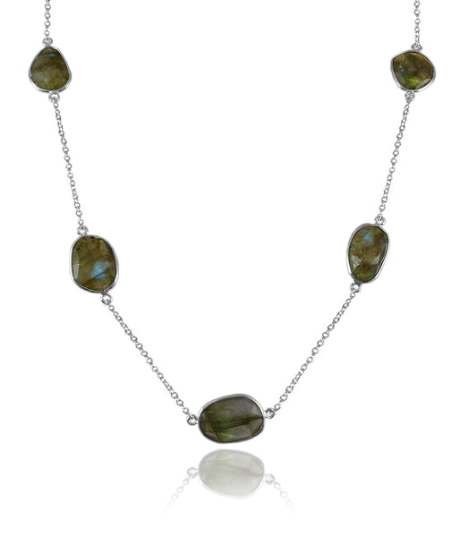 River Rock Seven Stone Necklace Labradorite