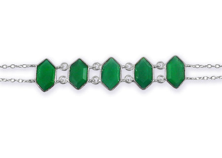18k Vermeil Framed Rounded Square Classic Earrings  Green Onyx