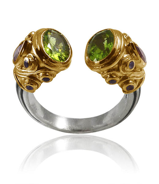 Indian Small Serpentine Open Stone Ring Peridot