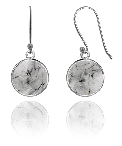 Medium Hanging Puntino Earrings Black Rutile Quartz