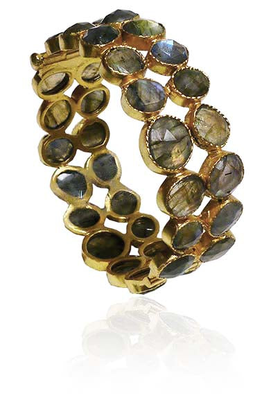 Double Lined Peacock Cuff Labradorite