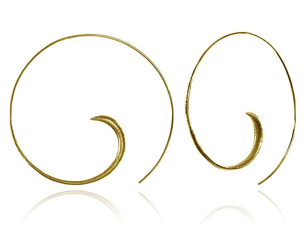 Brushed 18k Gold Plated Swirly Earrings