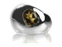 Gaudi Dome Ring with Faceted Stone Smokey Quartz