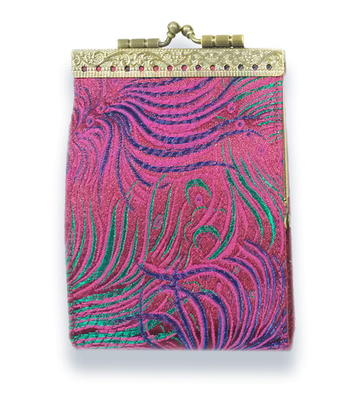 Card Holder Purple/ Green and Blue Peacock - RFID