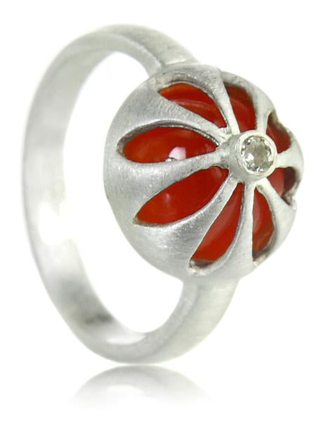 Arabesque Flower Cut Out Ring Carnelian