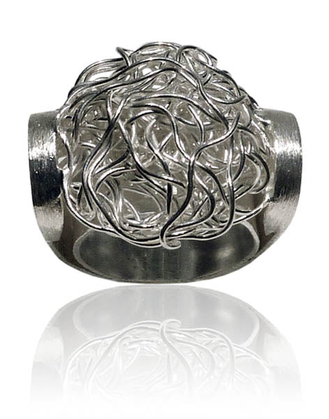 Criss Cross Ring with Brushed Band