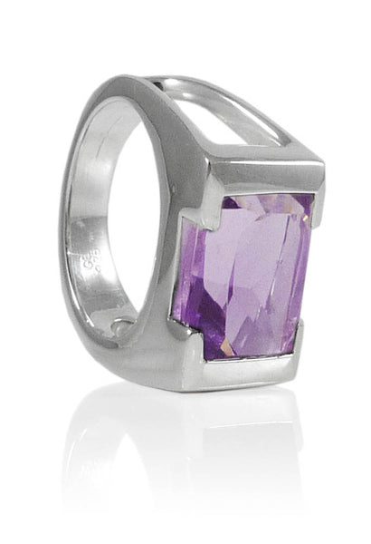Framed Rectangle Ring Amethyst Size 8