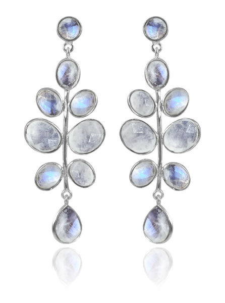 Budding Branch Earrings White Moonstone