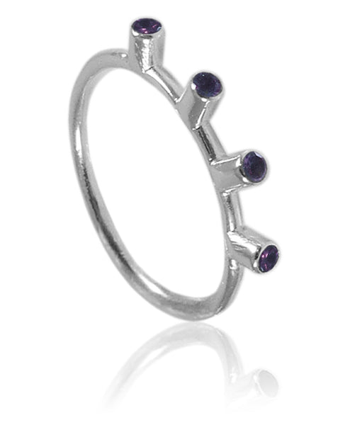 Single Stack Jaipuri Ring with Stones Iolite