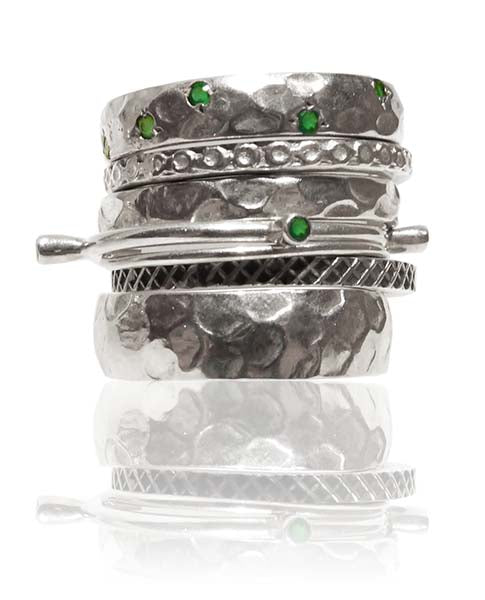 Lucky 7 Israeli Stacked Bands Green Onyx