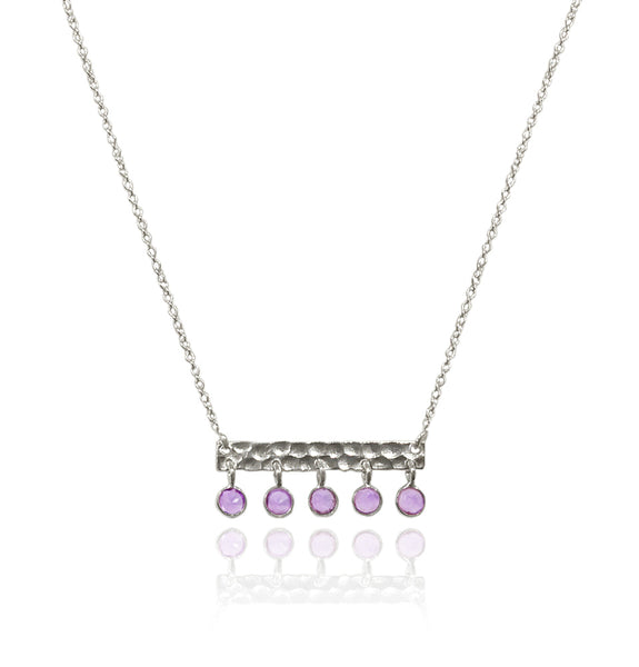 5 Stone Bavaria Bar Necklace Amethyst