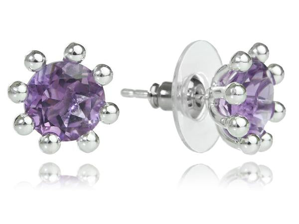 Small Gaudi Flower Stone Studs Amethyst