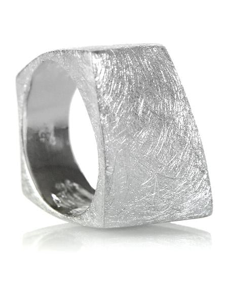Brushed Bilbao Angular Rectangular Ring