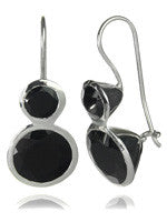 Large Jaipuri Two Stone Drop Earrings Black Onyx