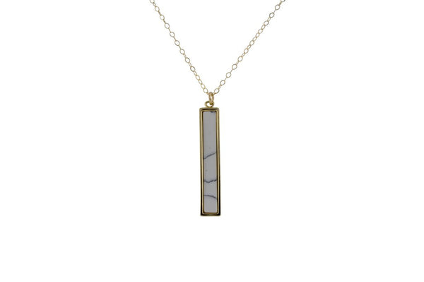 Marble Howlite Bar Drop Necklace