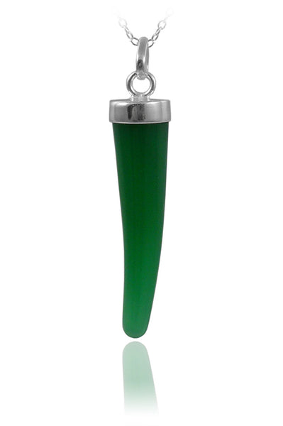 Stone Horn Pendant Green Onyx