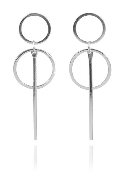 Mini Brushed Double Circle Pin Earrings