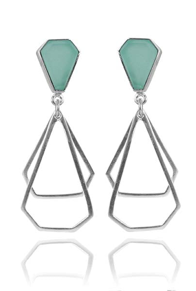 German Building Earrings Aqua Chalcedony