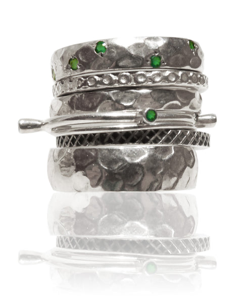 Lucky 7 Israeli Stacked Bands Green Onyx