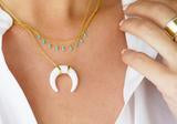 White Double Horn Necklace