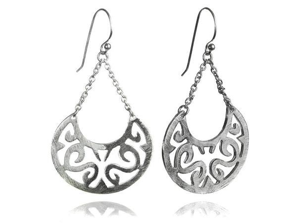 Brushed Arabesque Swing Earrings