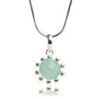 Small Gaudi Flower Studded Pendant (Aqua Chalcedony)