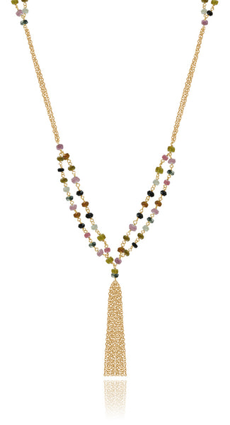 Mixed Tourmaline Tassel Necklace